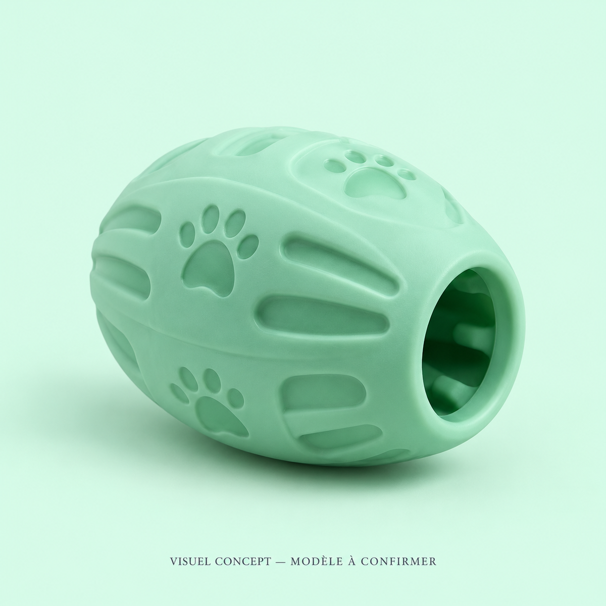 Visuel concept — Jouet à garnir pour chien DEENII ; modèle fournisseur à confirmer.