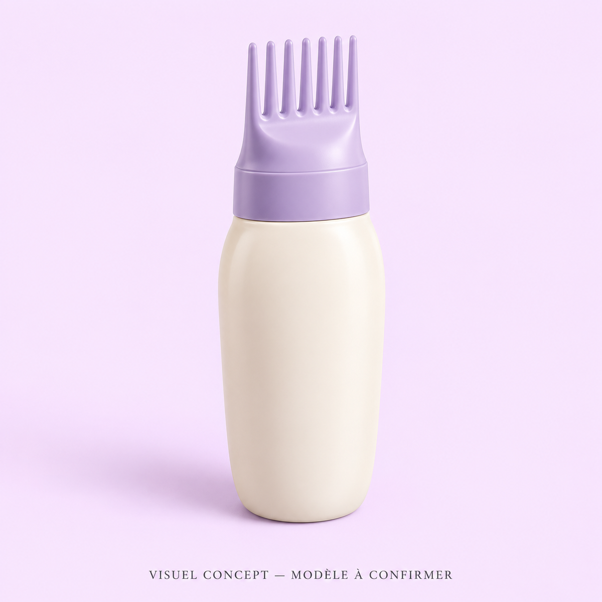 Visuel concept — Applicateur de soin capillaire DEENII ; modèle fournisseur à confirmer.