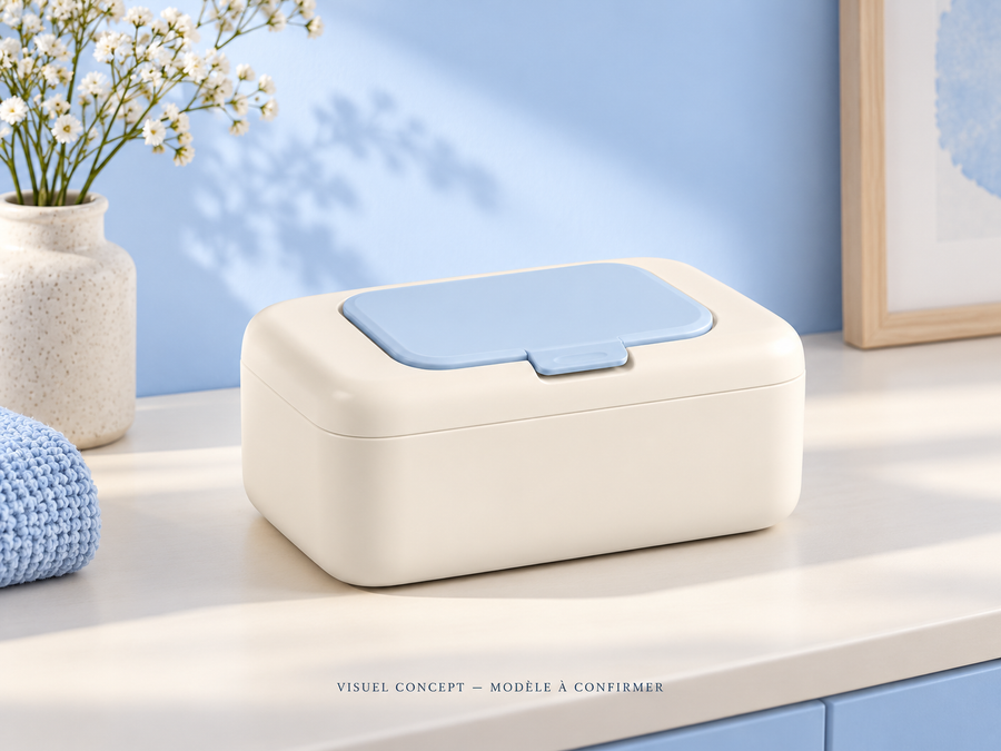 Boîte de rangement pour lingettes DEENII — rangement ; visuel concept, modèle à confirmer.