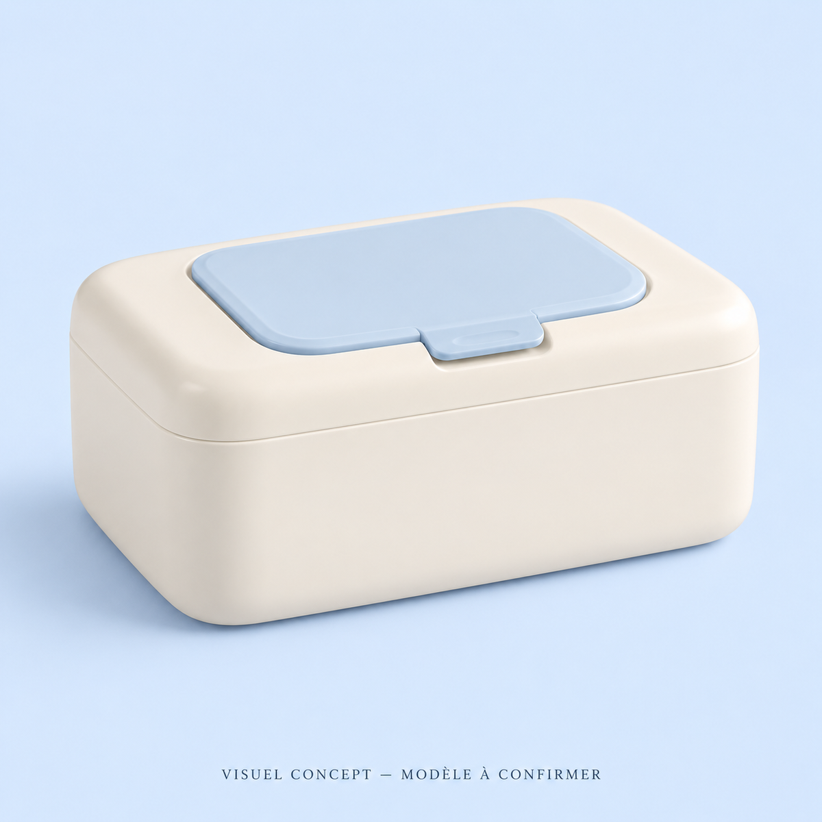 Visuel concept — Boîte de rangement pour lingettes DEENII ; modèle fournisseur à confirmer.