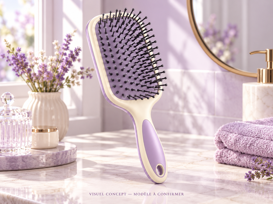 Brosse de coiffage DEENII — situation ; visuel concept, modèle à confirmer.