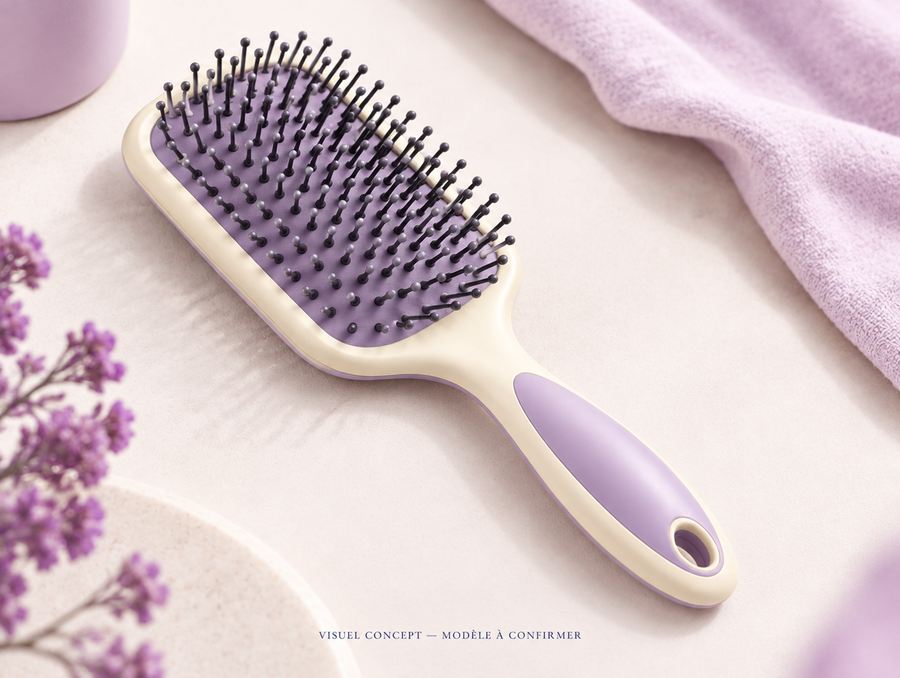 Brosse de coiffage DEENII — détail illustratif ; visuel concept, modèle à confirmer.