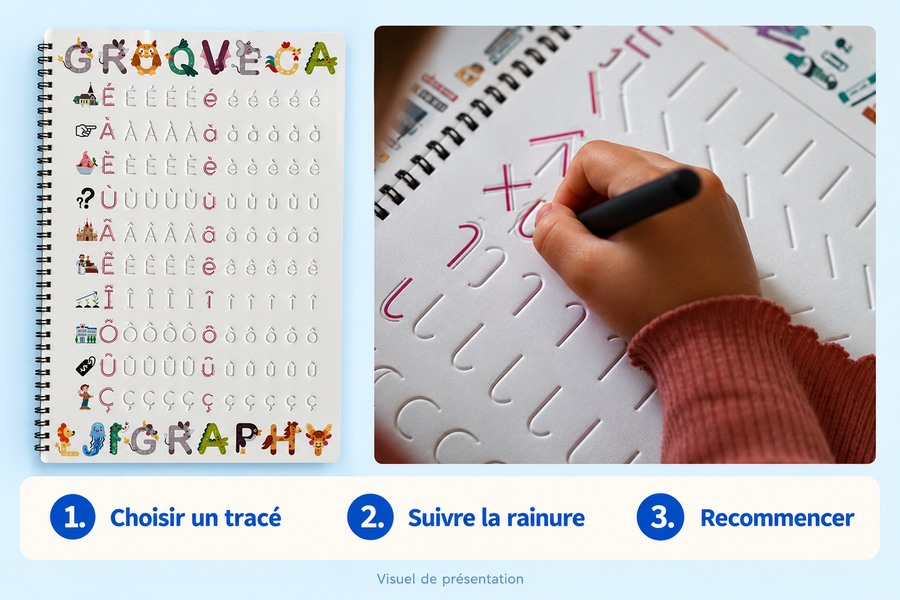 Visuel retravaillé du principe : choisir un tracé, suivre la rainure, recommencer