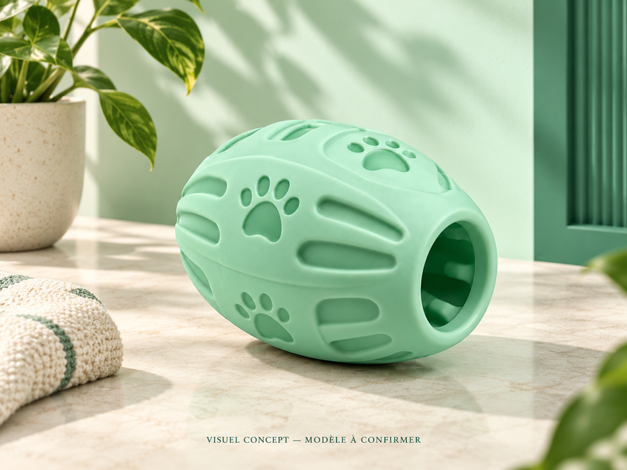 Jouet à garnir pour chien DEENII — rangement ; visuel concept, modèle à confirmer.