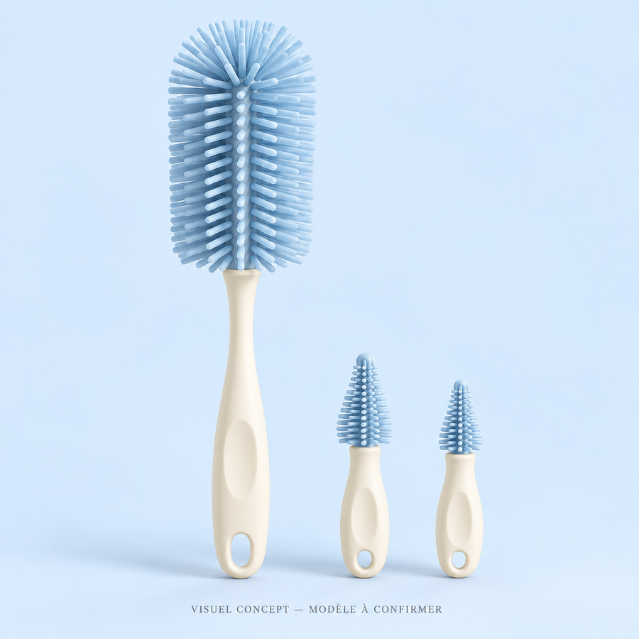 Visuel concept — Kit de goupillons pour biberons DEENII ; modèle fournisseur à confirmer.