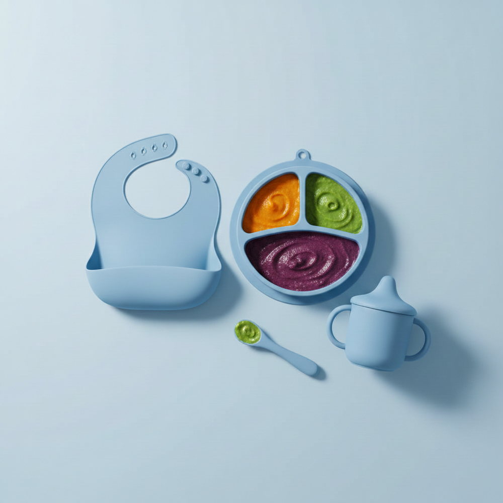 Set repas silicone DEENII pour bébé en situation