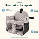 Les points à découvrir du siège DEENII : assise rembourrée, sangles réglables et format pliable