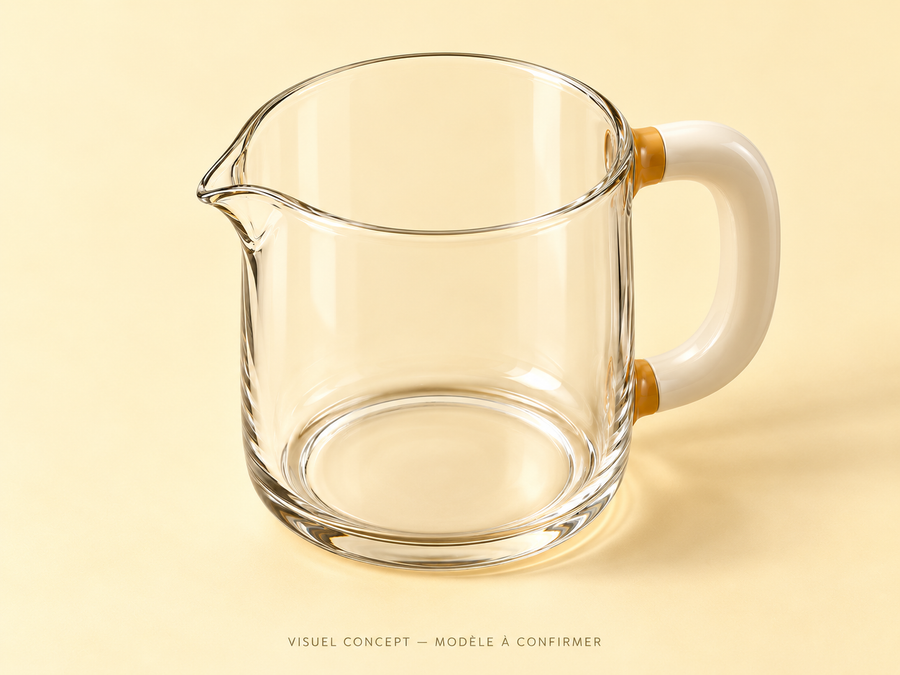 Verre doseur DEENII — vue ; visuel concept, modèle à confirmer.