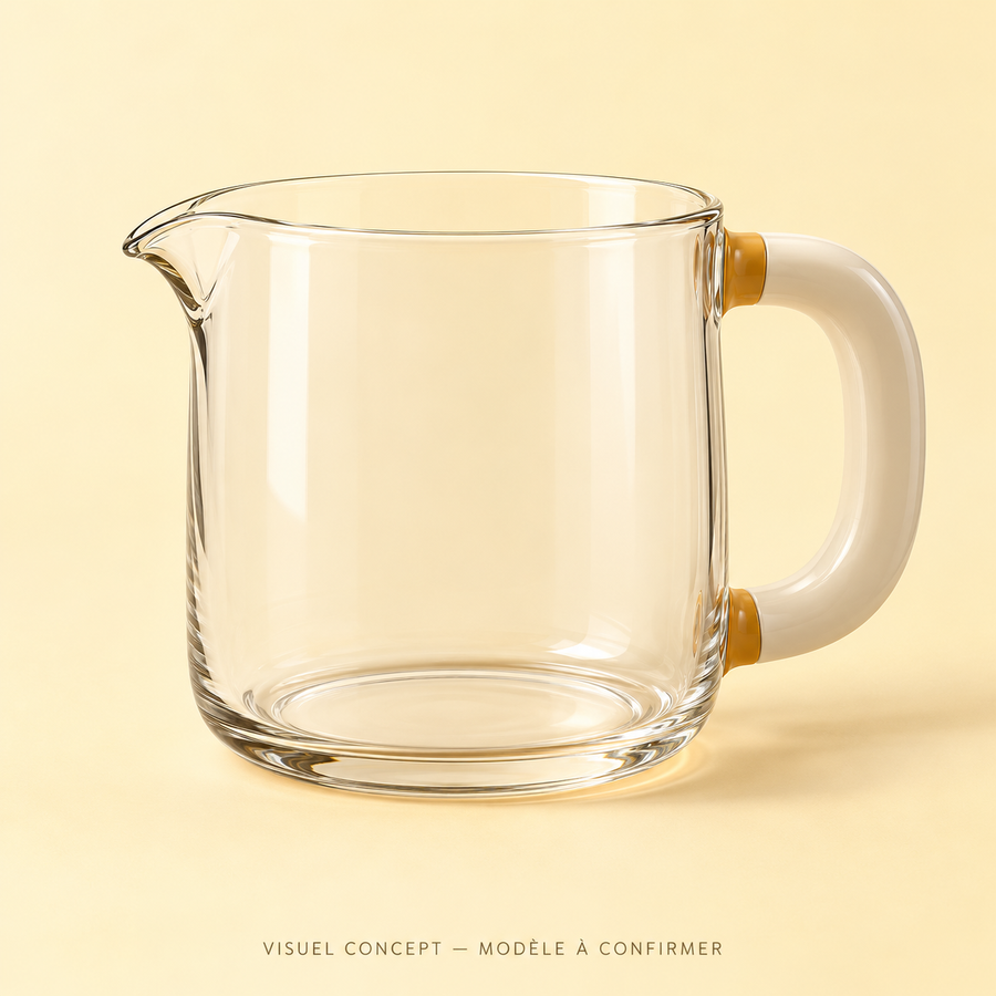 Visuel concept — Verre doseur DEENII ; modèle fournisseur à confirmer.