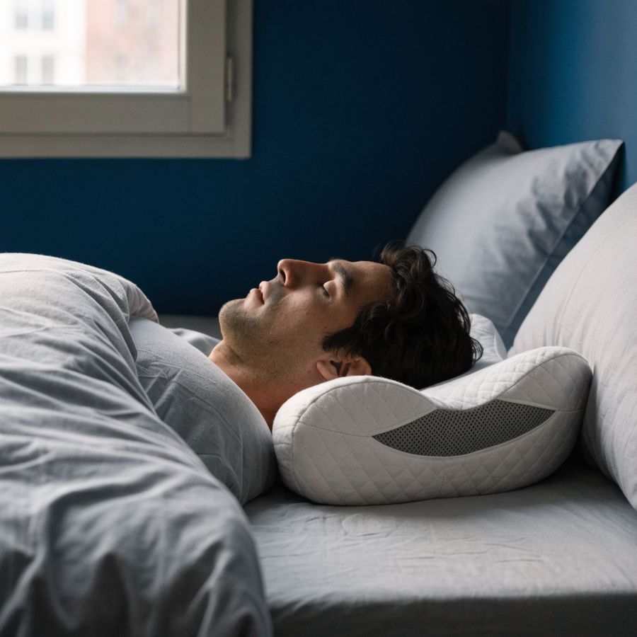 Dormeur sur le dos, la tête au centre de l'oreiller cervical DEENII