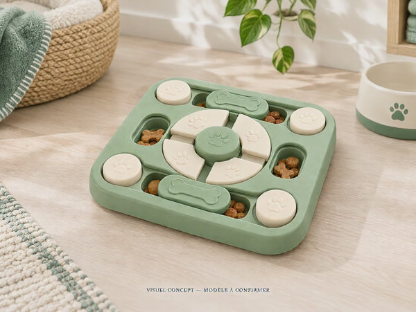 Puzzle à friandises pour chien DEENII — animation illustrative, modèle fournisseur à confirmer.